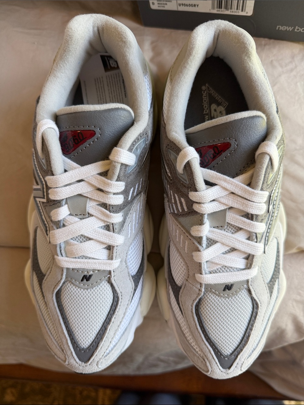 New Balance 9060 Sneakers in Cream and Gray - Picture 2 of 3